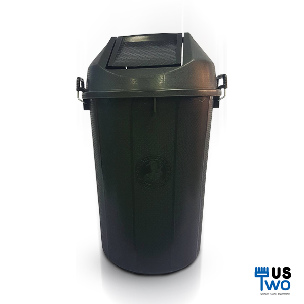 ถังขยะทรงกลม ฝาแกว่ง 100 ลิตร สีดำ