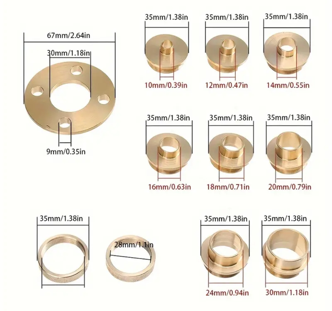 SIT TOOL GB1128 11-Piece Router Template Guide Set - ชุดนำเดินตามแบบ 11 ชิ้น สำหรับเร้าเตอร์