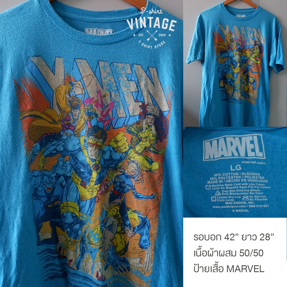 เสื้อยืดวินเทจมือสอง Vintage T-Shirt ลายการ์ตูน X-men เนื้อผ้า50/50 งานป้าย Mavel
