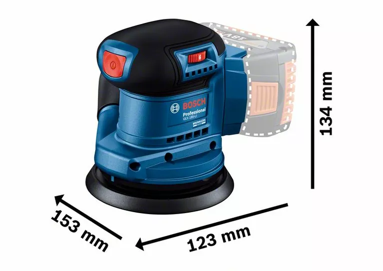 BOSCH GEX 185-Li Cordless Random Orbital Sander (Tool only, without battery and charger) - เครื่องขัดกระดาษทรายไร้สายระบบลูกเบี้ยว BOSCH รุ่น GEX 185-Li (ไม่มีแบตเตอรี่ ไม่มีแท่นชาร์จ) - 06013A5080