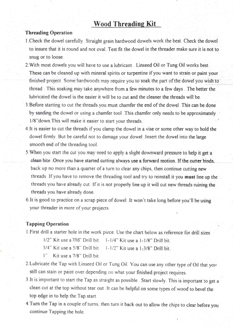 SIT Tool - Wood Thread Cutting Kit - ชุดคิททำเกลียวไม้ทั้งตัวผู้และตัวเมียขนาด 1/2นิ้ว 3/4นิ้ว 1นิ้ว 1-1/4นิ้ว และ 1-1/2นิ้ว (Made in Taiwan)