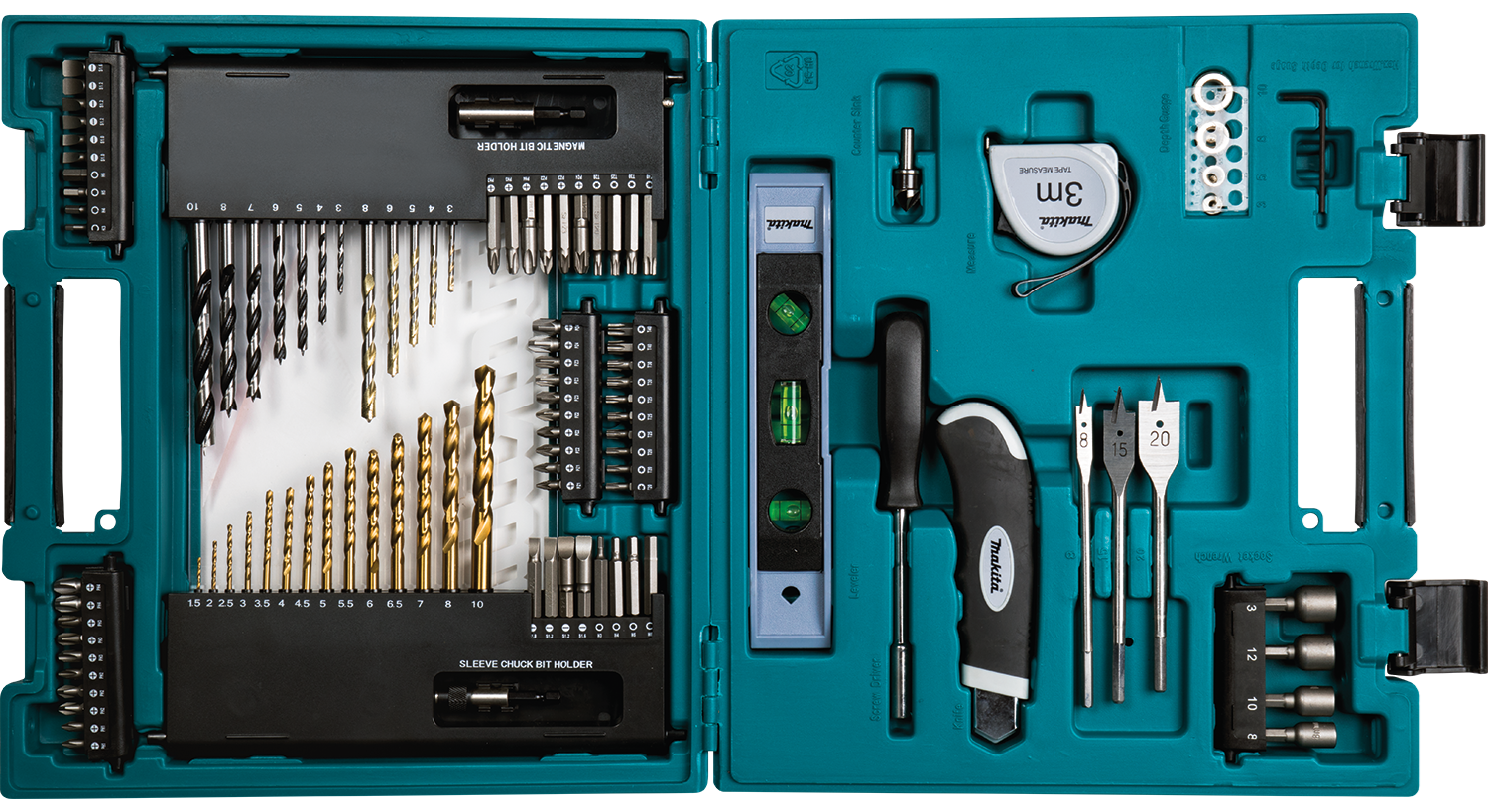 MAKITA B-37150 104 Pc. Metric Bit and Hand Tool Set - ชุดอุปกรณ์เสริม ดอกเจาะ หัวไขควง และเครื่องมือ 104 ชิ้น - B-37150
