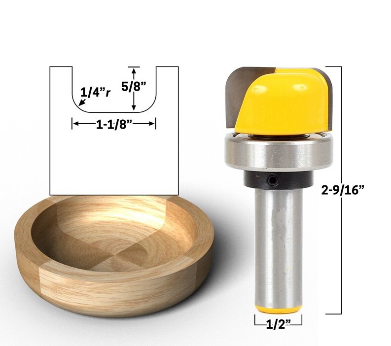 SIT Tool 14959 1-1/8" Diameter Bowl & Tray Template Router Bit - 1/2" Shank - ดอกเร้าเตอร์สำหรับขุดถ้วยชาม และถาด แกน 1/2 นิ้ว