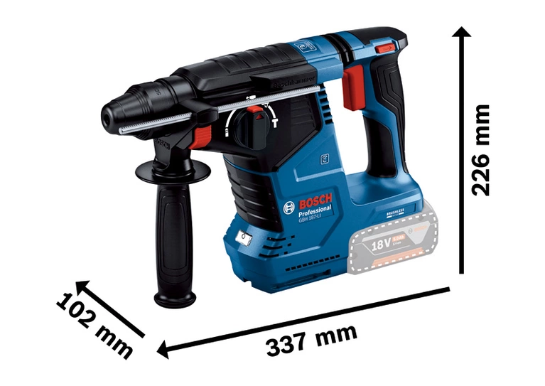 BOSCH GBH 187-LI Cordless Brushless Rotary Hammer Drill - สว่านโรตารี่กระแทกไร้สาย มอเตอร์ไร้แปรงถ่าน SDS-plus Li-Ion 18V รุ่น GBH 187-Li