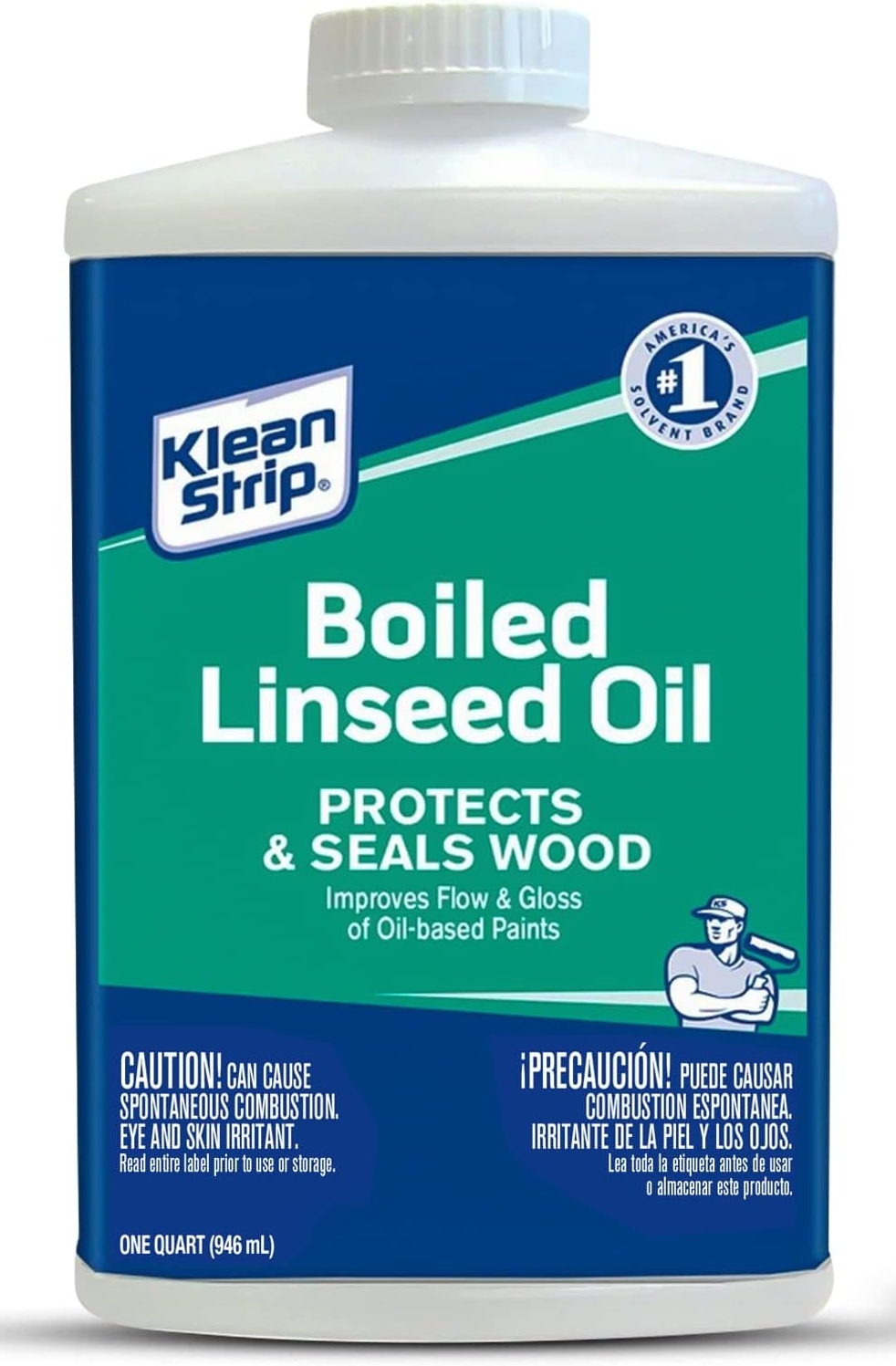 Klean-Strip Green Boiled Linseed Oil, 1-Quart, 32oz/ 947mL (U.S. imported) - น้ำมันลินสีดชนิดผ่านกรรมวิธีต้มด้วยลมร้อน ขนาด 947 มล. (สินค้านำเข้าจากสหรัฐอเมริกา)