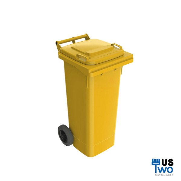 ถังขยะใหญ่พร้อมล้อเข็น 120 ลิตร ฝาเรียบ ไม่มีสกรีน