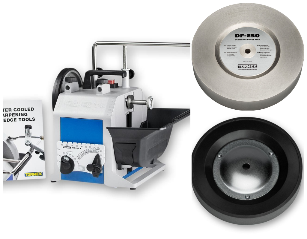 TORMEK T-8 Custom DFCW-10" Water Cooled Sharpening System with DF-250 Diamond and CW-220 Composite Honing Wheel - เครื่องมือลับคมแบบหล่อเย็นด้วยน้ำรุ่น T-8 Custom พร้อมหินลับเพชร และล้อขัดเงาและลบเกษรแบบ composite (สินค้าสั่งซื้อล่วงหน้า Pre Order)