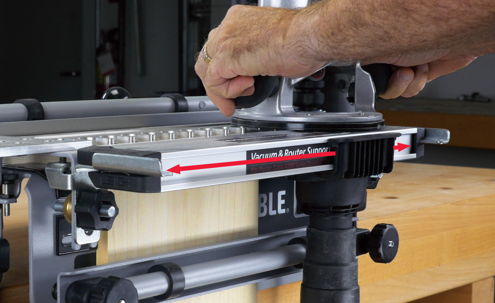 LEIGH VRS1200 Vacuum & Router Support for Porter-Cable 4200 Series (4210, 4212 และ 4216) Dovetail Jigs - ชุดดูดฝุ่นและฐานรองรับเร้าเตอร์สำหรับจิ๊กทำเดือยหางเหยี่ยว Porter Cable * (Made in Canada)