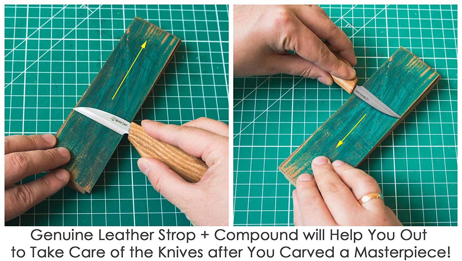 BeaverCraft S15 Whittling Wood Carving Kit ชุดมีกแกะสลักไม้รุ่นมาตรฐาน 3 เล่ม หนังลับและไขลับคม มาพร้อมม้วนซองใส่มีด (Made in Ukraine)
