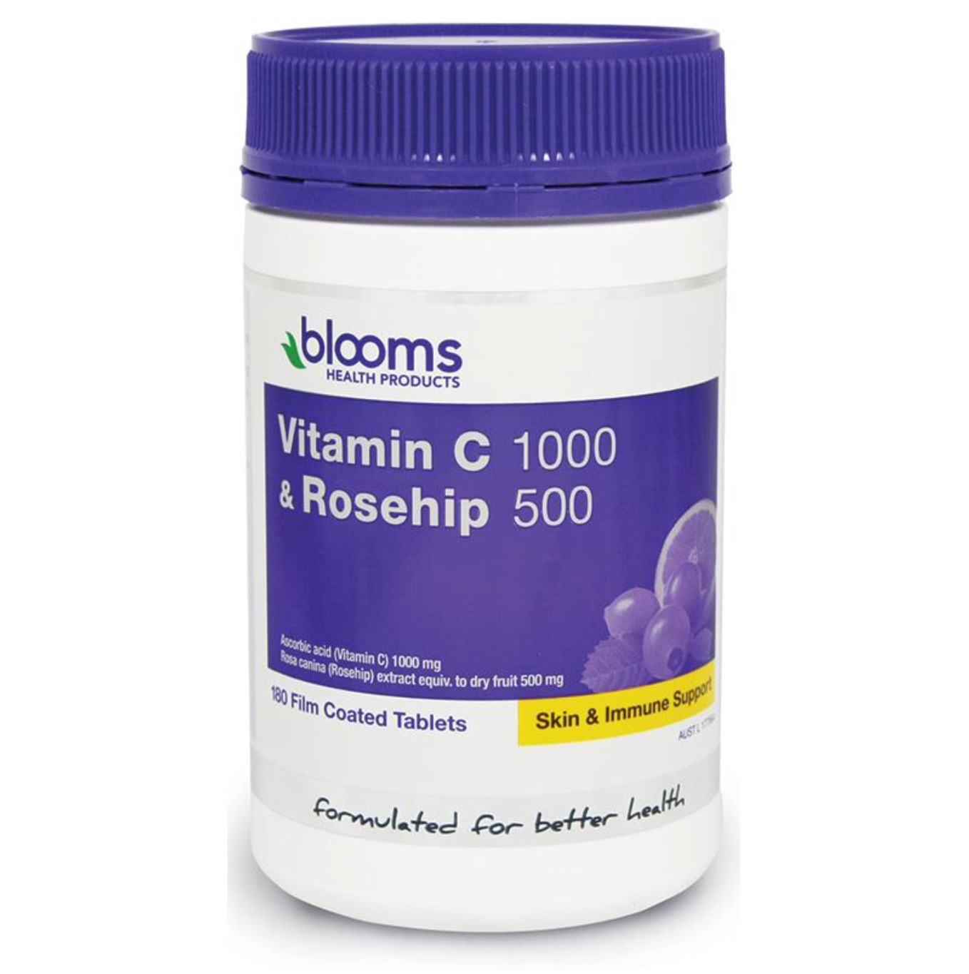 Blooms Vitamin C 1000mg (asorbic acid) + Rosehip 500mg (180 เม็ด)