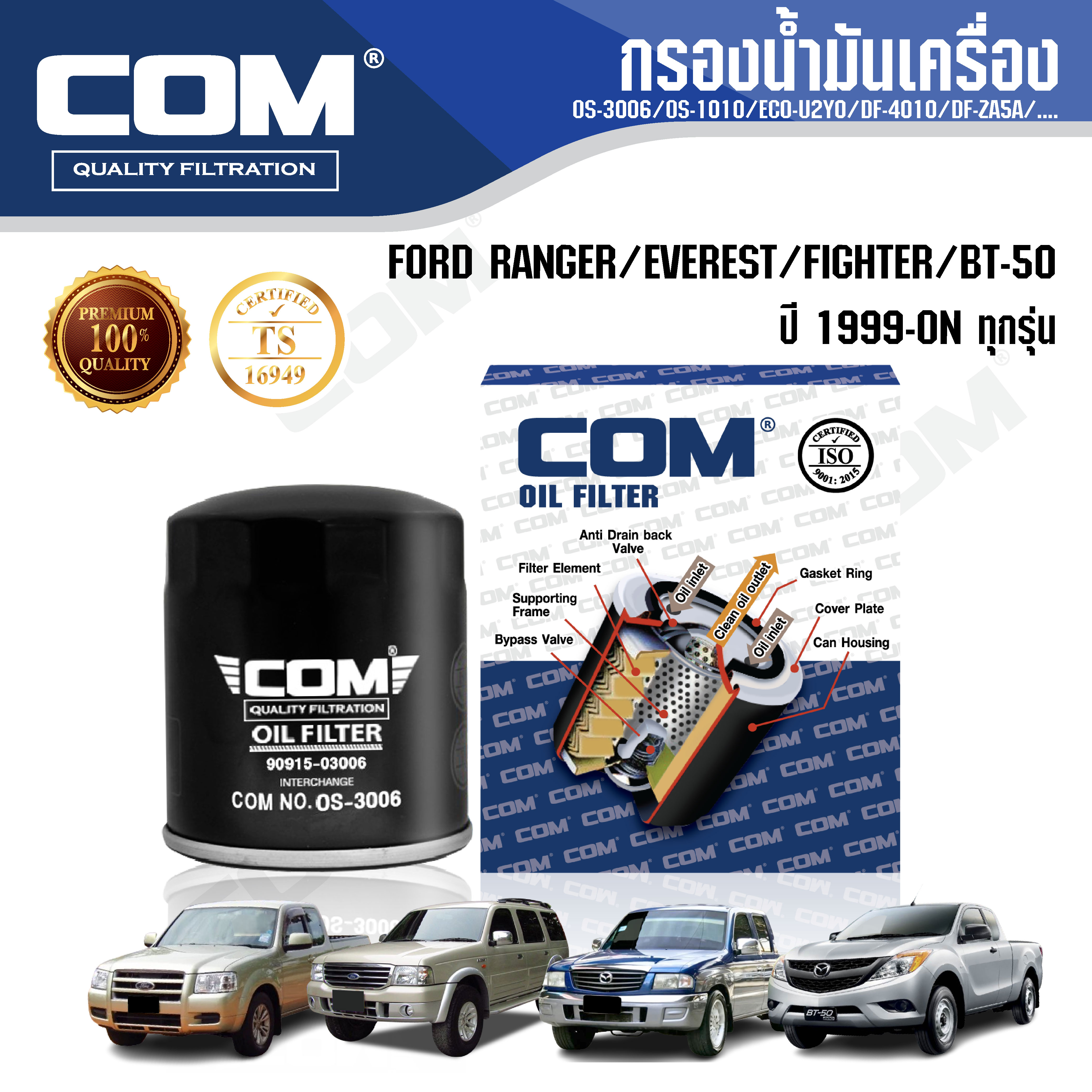 กรองน้ำมันเครื่อง กรองดักน้ำ FORD RANGER เรนเจอร์ / EVEREST เอเวอเรสต์ / MAZDA BT50 บีที / FIGHTER ไฟเตอร์