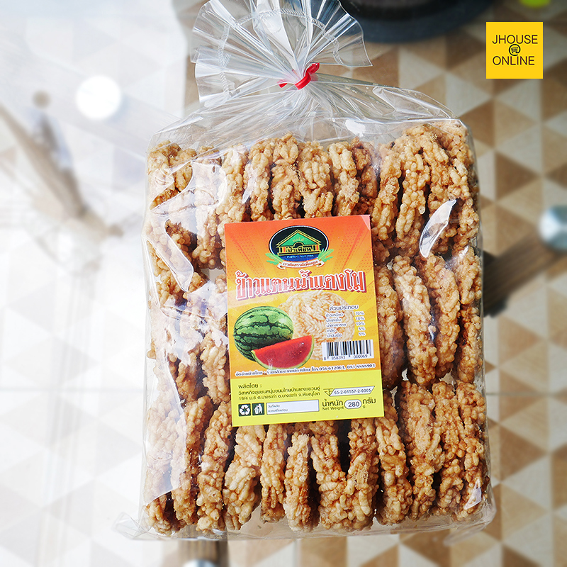 ข้าวแตนน้ำแตงโม อร่อยกรอบ หอมน้ำแตงโม ขนมทานเล่นต้องลอง! น้ำหนัก 280 กรัม