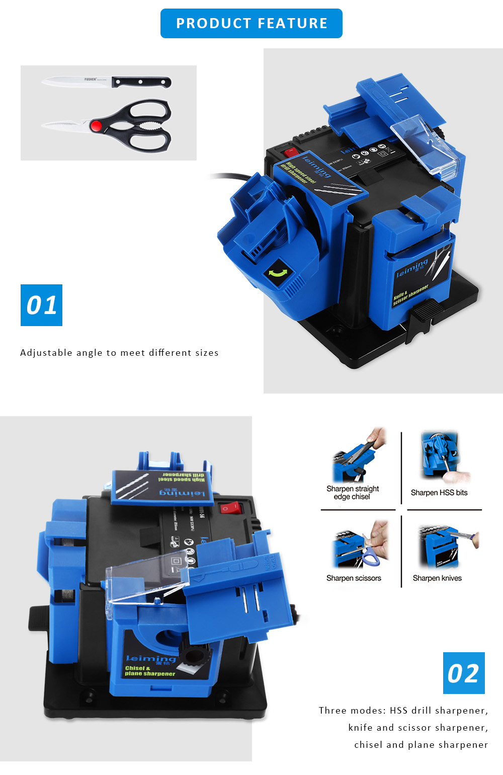 LEIMING S1D - DW01 - 56 Electric Multifunction Sharpener and Replaceable Diamond Sharpening Disc - เครื่องลับคมอเนกประสงค์ - S1D - DW01 - 56 และอะไหล่จานเพชร