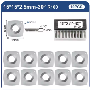 SIT TOOL KN410 15mm Carbide Insert 10pcs 15x15x2.5mm R100 Square Insert Blade Spiral/Helical Planer Cutter - ใบมีดเม็ดคาร์ไบด์สี่เหลี่ยมมุมโค้ง ขนาด 15มม 15x15x2,5 R100 สำหรับเพลาใบมีด Helical หรือ Spiral ชุดละ 10 ใบ