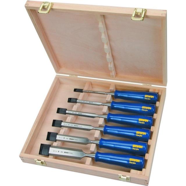 IRWIN Marples M444-S6 Blue Chip Bevel Edge Chisel - Set of 6, ชุดสิ่วงานไม้ IRWIN Marples 6 ขนาดรุ่น M444-S6 ในกล่อง
