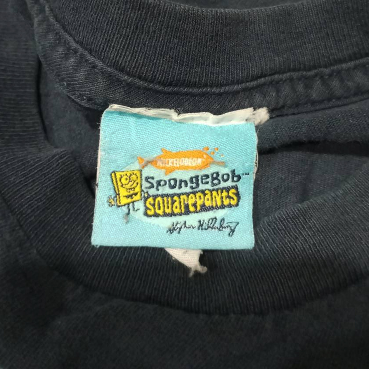 เสื้อยืดมือสอง ลายการ์ตูน SpongeBob SquarePants (ป้ายงานเก่า ปี 2000S)