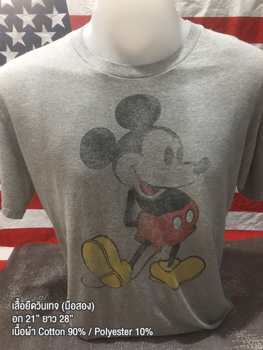 เสื้อยืดวินเทจมือสอง Vintage ลายการ์ตูนมิกกี้เมาส์ Mickey Mouse งานป้ายผ้าเก่า Disney สินค้าพร้อมส่ง