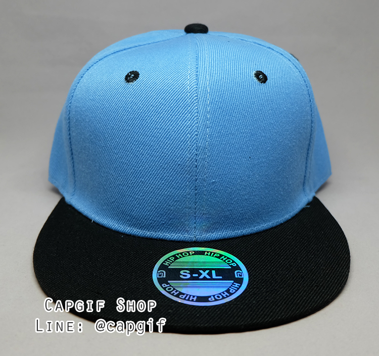 หมวกฮิปฮอปสีฟ้าปีกดำ
