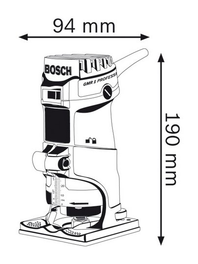 BOSCH GMR 1 เครื่องทริมเมอร์ 1/4 นิ้ว - (BOSCH 1/4-inch Mini Router/ Trimmer) - 060160A0K0