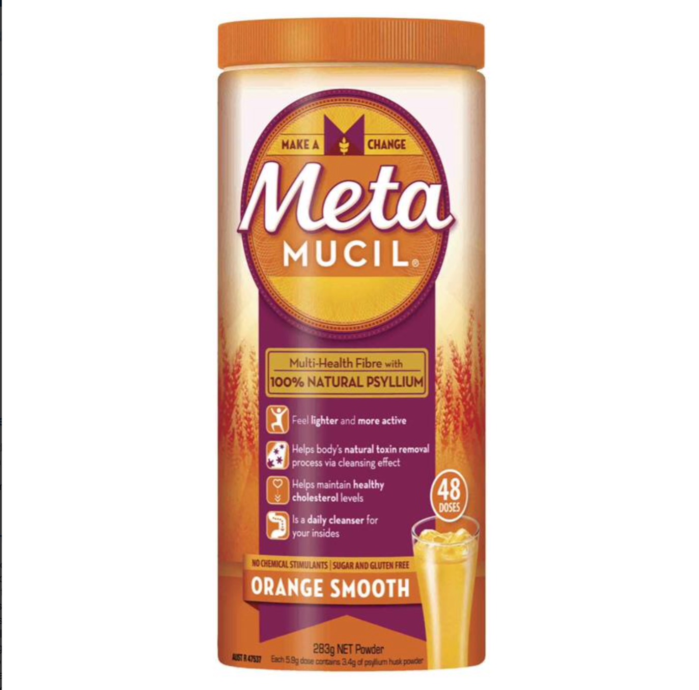Metamucil Fibre Supplement Smooth Orange 48 Dose (283g)