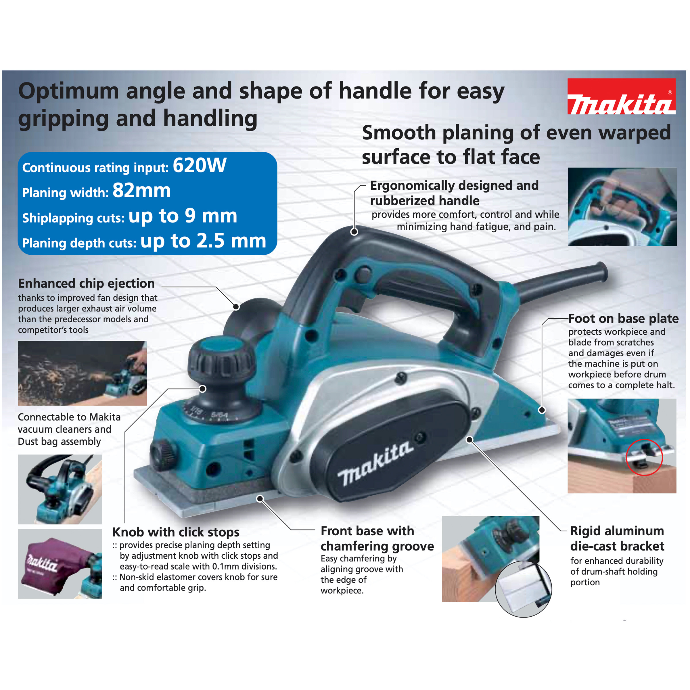 MAKITA KP0800X Corded Wood Planer - กบไสไม้ไฟฟ้า Makita รุ่น KP0800X