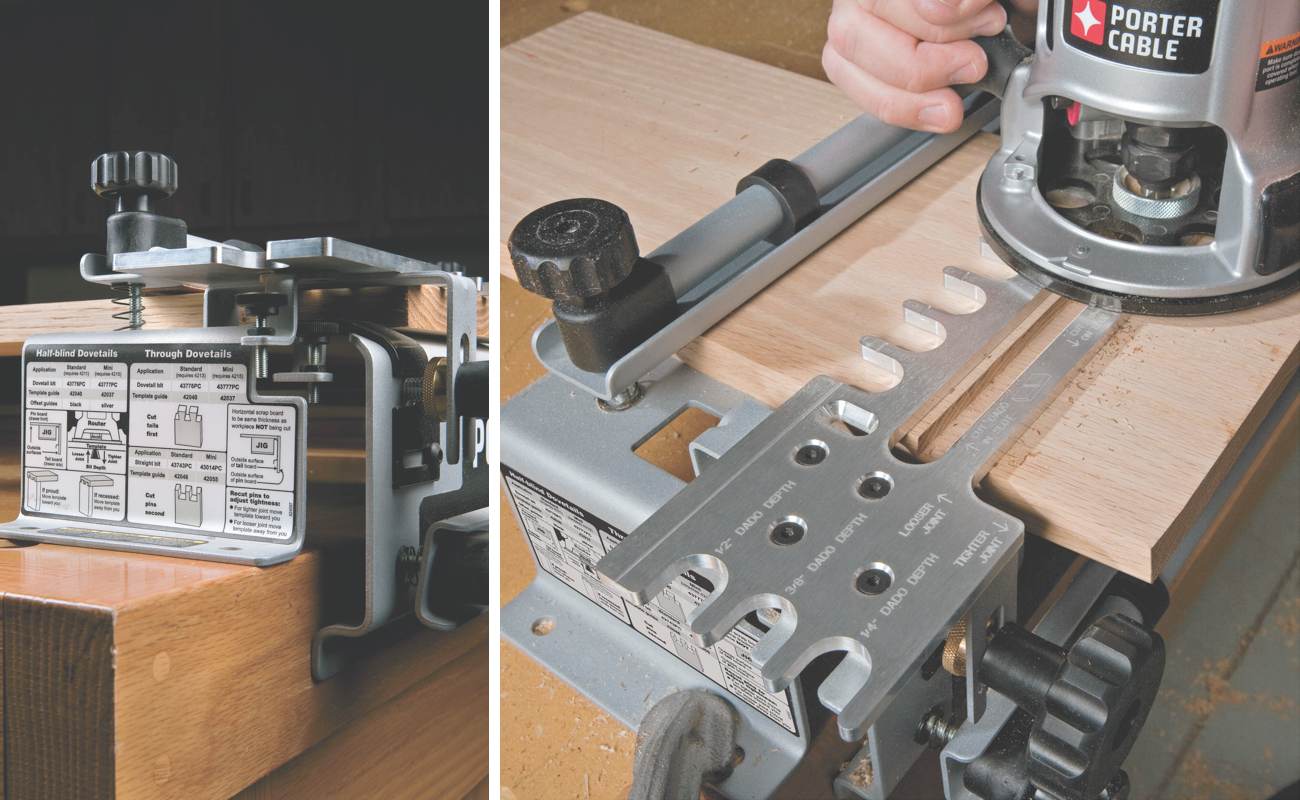 PORTER-CABLE 4216 12-Inch Super Deluxe Dovetail Jig with Router Adapter - จิ๊กทำเดือยหางเหยี่ยว และเดือยกล่อง พร้อมเทมเพลททำเดือยขนาดเล็ก และอแดปเตอร์ (U.S.A) สินค้าสั่งซื้อล่วงหน้า Pre-order