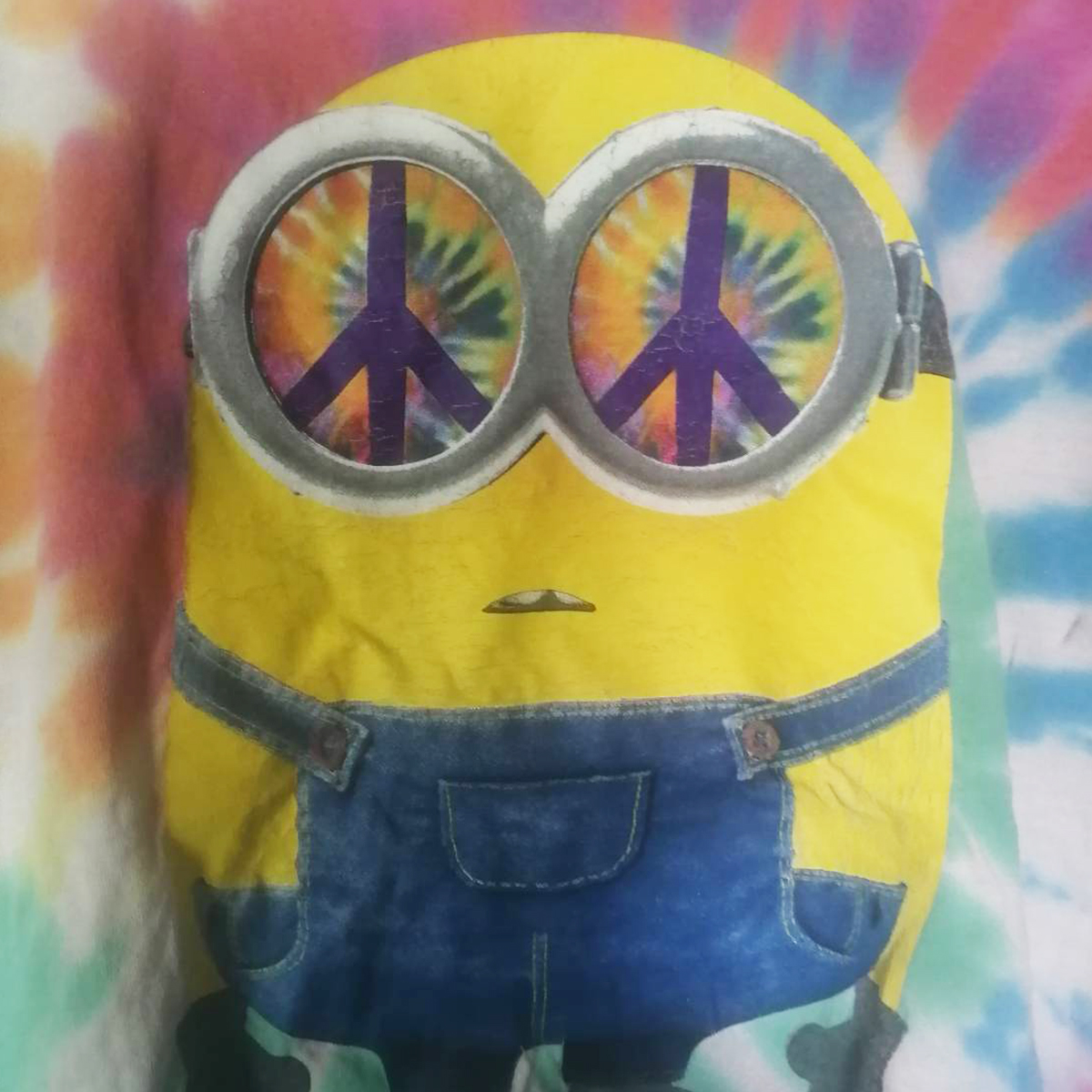 เสื้อยืดวินเทจมือสอง Vintage เสื้อมัดย้อม ลายการ์ตูน มินเนี่ยน Minions งานป้ายผ้าเก่า สินค้าพร้อมส่ง