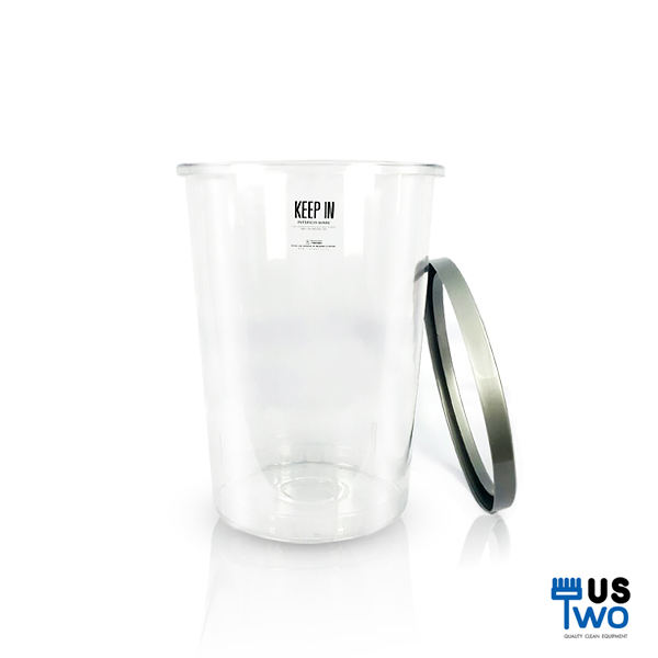 ถังขยะใส ทรงกลม ขอบเทา ไม่มีฝา 45 ลิตร (Polystyrene)