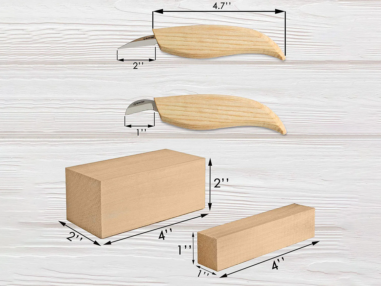 BeaverCraft S16 Whittling Wood Carving Kit ชุดมีกแกะสลักไม้รุ่นมาตรฐาน 2 เล่ม มาพร้อมไม้สำหรับทดลองแกะสลัก รุ่น S16