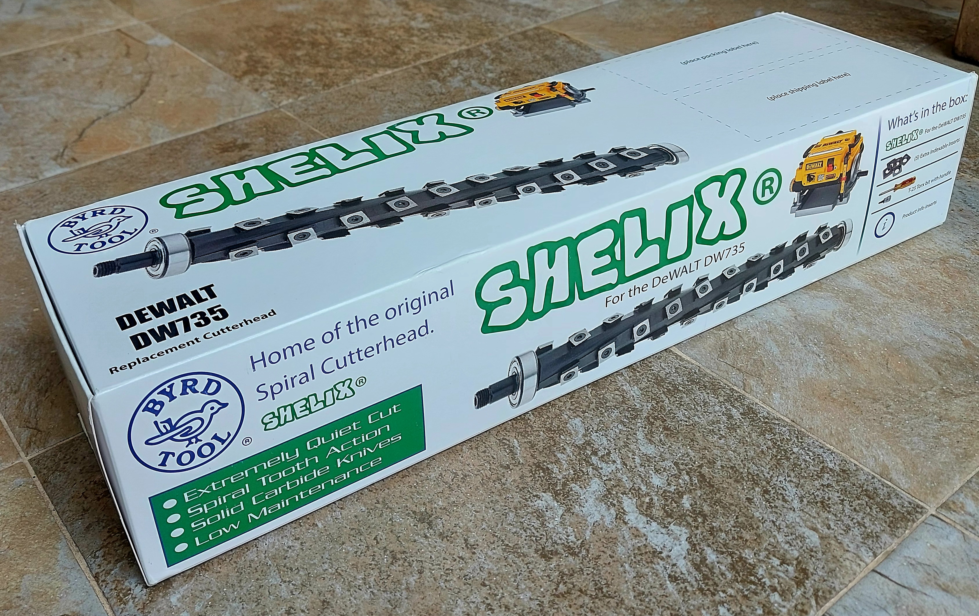 Byrd Tool X0013I7L5B Small Diameter SHELIX Helical Cutterhead for DEWALT DW735 Planer/ Thicknesser - เพลาใบมีดเฉือนไม้เม็ดคาร์ไบด์ SHELIX สำหรับเครื่องรีด Dewalt DW735 * (สินค้าสั่งซื้อล่วงหน้า Pre Order)