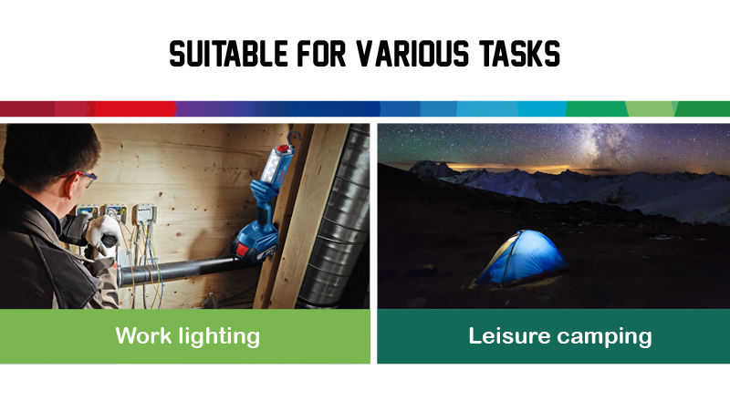 BOSCH GLI 180-LI Cordless Worklight (Tool only, without battery and charger) - ไฟส่องสว่างพื้นที่ทำงานแบบไร้สายใช้แบตเตอรี่ Li-Ion 18v บ็อชรุ่น GLI 180-LI (ตัวเปล่า ไม่มีแบตเตอรี่ ไม่มีแท่นชาร์จ) - 06014A11L0