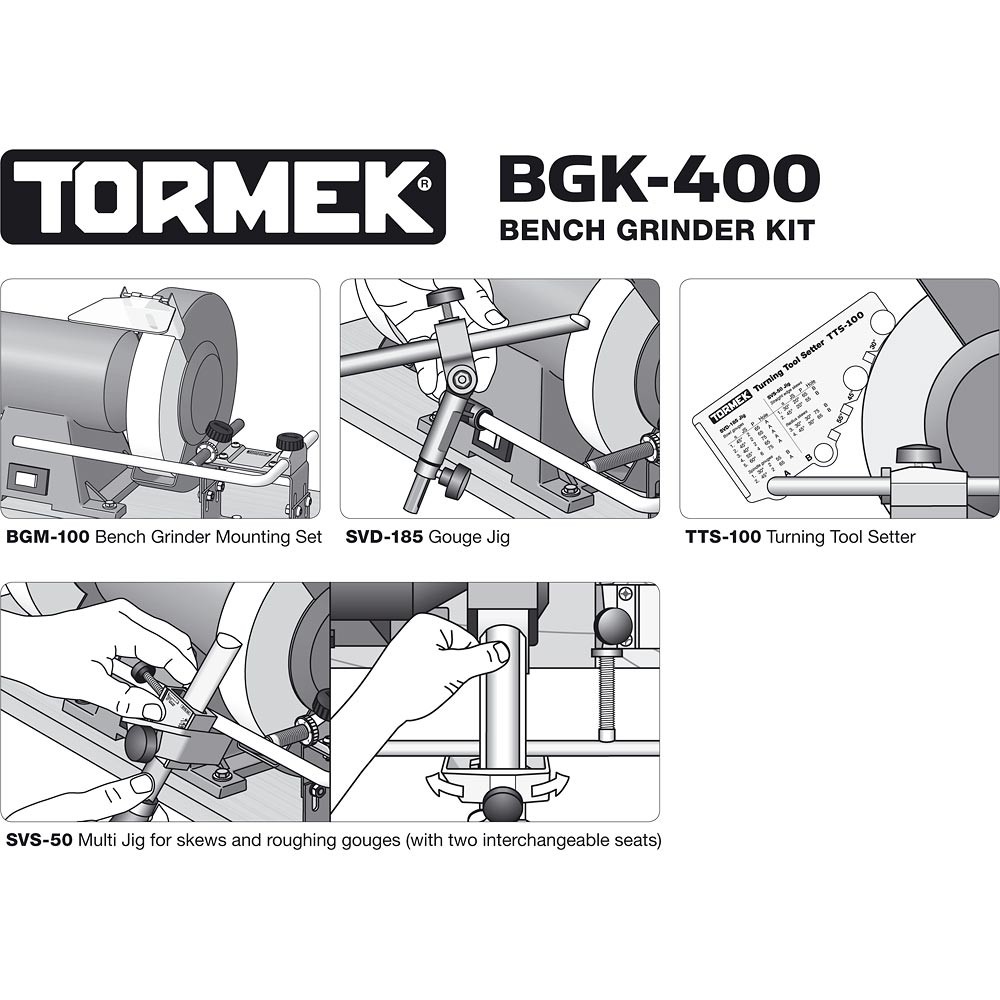 TORMEK BGK-400 Bench Grinder Kit - ชุดคิทสำหรับลับมีดกลึงกับมอเตอร์หินไฟ ด้วยจิ๊กของ Tormek รุ่น BGK-400 * (สินค้าเลิกจำหน่าย)