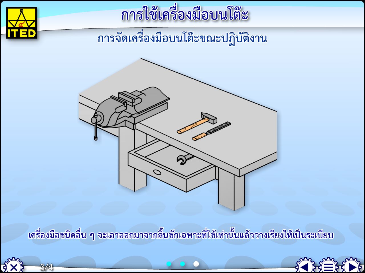 การใช้เครื่องมือบนโต๊ะ (คู่มือการใช้สื่อ/สไลด์อิเล็กทรอนิกส์) ITED-MT 02011