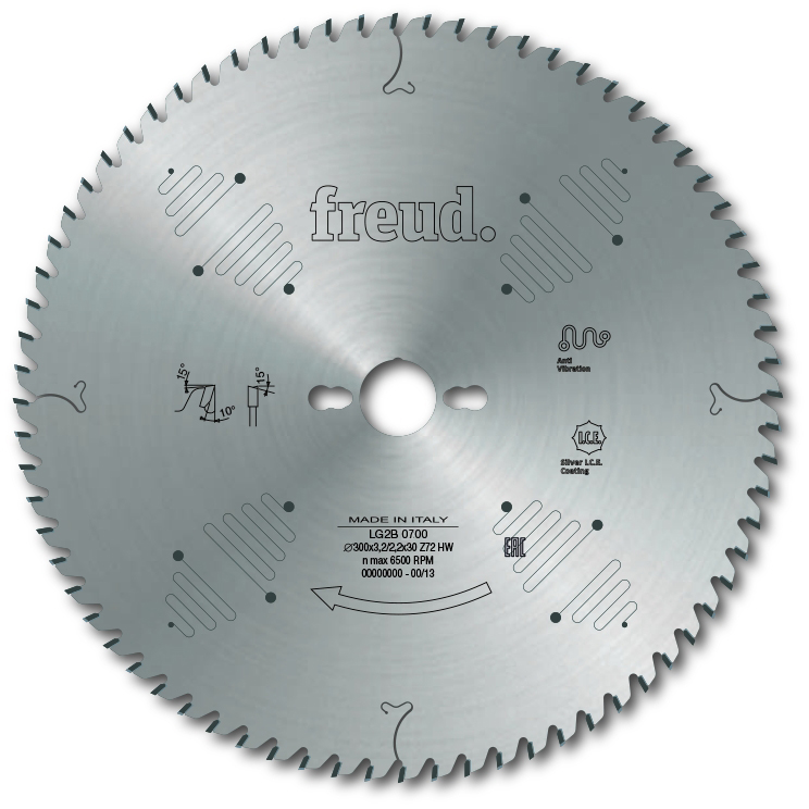 FREUD LG2B0700 - 10 in.x 60T ATB Saw Blade for Crosscut Wood, 30mm. Arbor -ใบเลื่อยตัดไม้ตัดขวางเสี้ยน ขนาด 10นิ้ว 60ฟัน สำหรับโต๊ะเลื่อย หรือเลื่อยองศา (Made in Italy)