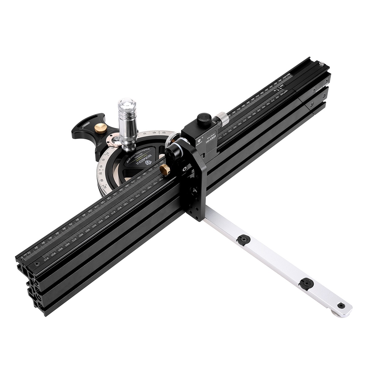 HONGDUI Precision Miter Gauge and Adjustable Miter Bar - ตัวพาไม้ตัดขวางเสี้ยน พร้อมแขนพาไม้ของ Hongdui สำหรับโต๊ะเลื่อยที่ใช้ร่อง Miter มาตรฐาน U.S. และมาตรฐาน Bosch ยุโรป (สินค้าสั่งซื้อล่วงหน้า - Pre-Order)