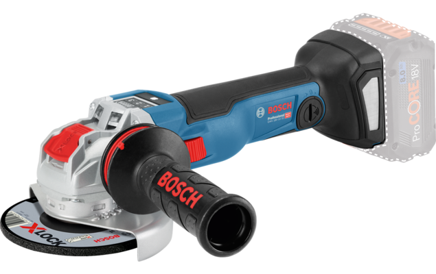 BOSCH GWX 18V-10 SC 125mm. Bluetooth Cordless Angle Grinder with X-LOCK (Tool only, without battery and charger) - เครื่องเจียรไร้สายขนาด 5 นิ้ว ใช้แบตเตอรี่ Li-Ion 18โวลท์ มีระบบเชื่อมต่อ เชื่อมต่อ Toolbox App ด้วย Bluetooth (เครื่องเปล่า ไม่มีแบตเตอรี่)