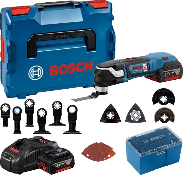 BOSCH GOP 18V-28 18V Cordless Multi-Function Tool with 2x 5.0Ah batteries and Charger - เครื่องมืออเนกประสงค์ไร้สาย ใช้แบตเตอรี่ 18 โวล์ท พร้อมแบตเตอรี่ 5.0Ah 2 ก้อนและแท่นชาร์จ Bosch รุ่น GOP 18V-28 - 06018B6000