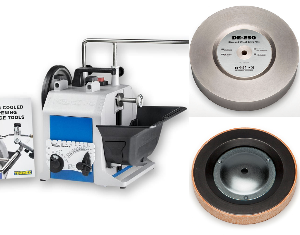 TORMEK T-8 Custom DELA -10" Water Cooled Sharpening System with DE-250 Custom and LA-220 Leather Honing Wheel - เครื่องมือลับคมแบบหล่อเย็นด้วยน้ำรุ่น T-8 Custom พร้อมหินลับเพชร และล้อหนังขัดเงาและลบเกษร (สินค้าสั่งซื้อล่วงหน้า Pre Order)