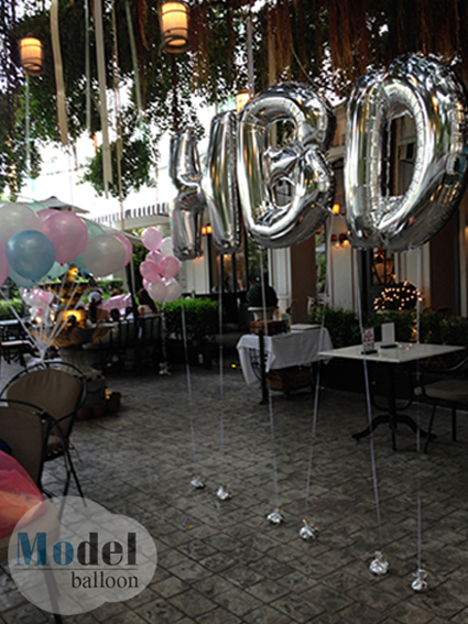 ลูกโป่งเซอร์ไพรส์วันเกิดตัวอักษรHBD ฟอยล์สีเงินขนาด 40"