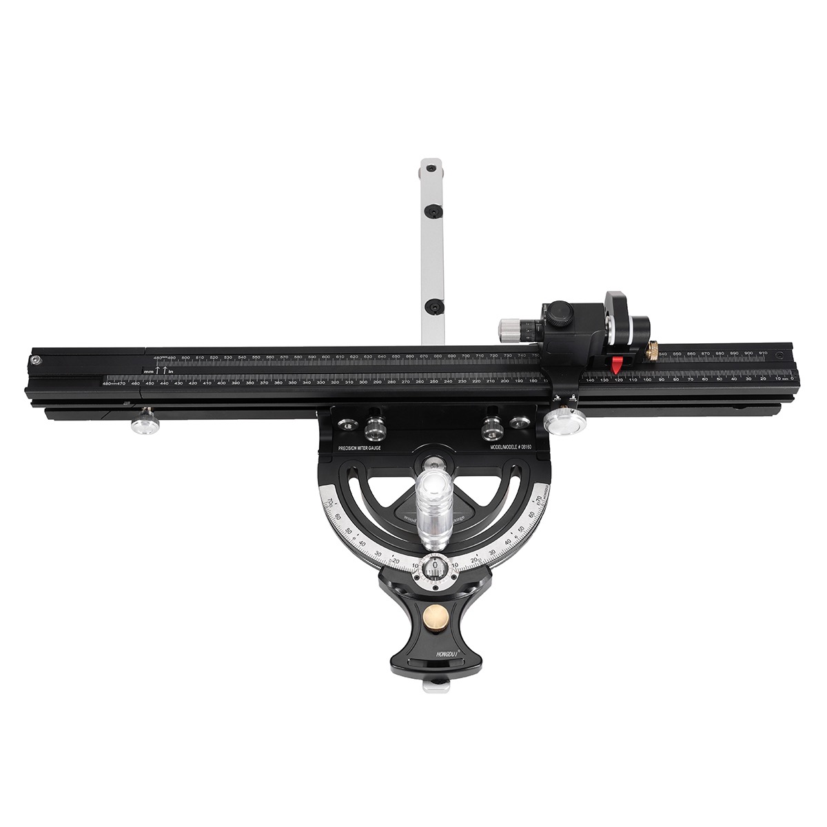 HONGDUI Precision Miter Gauge and Adjustable Miter Bar - ตัวพาไม้ตัดขวางเสี้ยน พร้อมแขนพาไม้ของ Hongdui สำหรับโต๊ะเลื่อยที่ใช้ร่อง Miter มาตรฐาน U.S. และมาตรฐาน Bosch ยุโรป (สินค้าสั่งซื้อล่วงหน้า - Pre-Order)