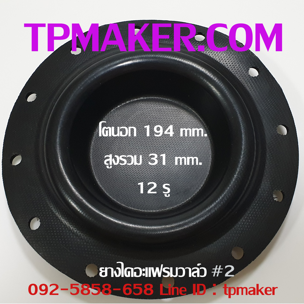 ยางไดอะแฟรม Pneumatics #2 OD 195 mm. 12 รู