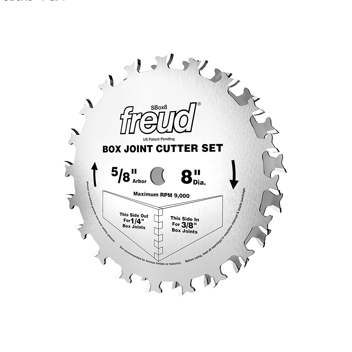 FREUD SBOX8 -8-inch Box Joint Cutter Set - ชุดใบเลื่อยตัดเดือยทำกล่องขนาด 8 นิ้ว U.S.A (สินค้าสั่งซื้อล่วงหน้า Pre-Order)
