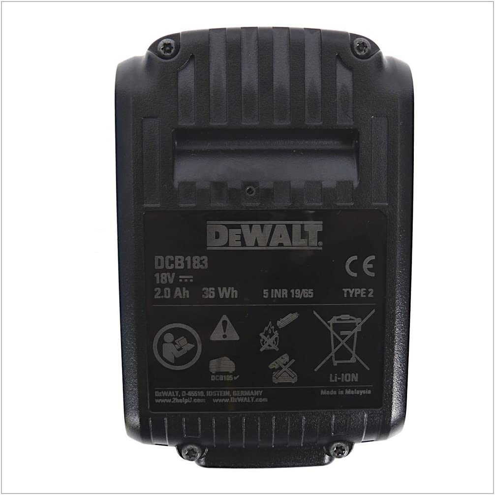 DEWALT DCB183 XR Slide Battery Pack 18 Volt 2.0Ah Li-Ion - แบตเตอรี่ ขนาด 18 โวลท์ 2.0 แอมป์ ดีวอล์ท รุ่น DCB183