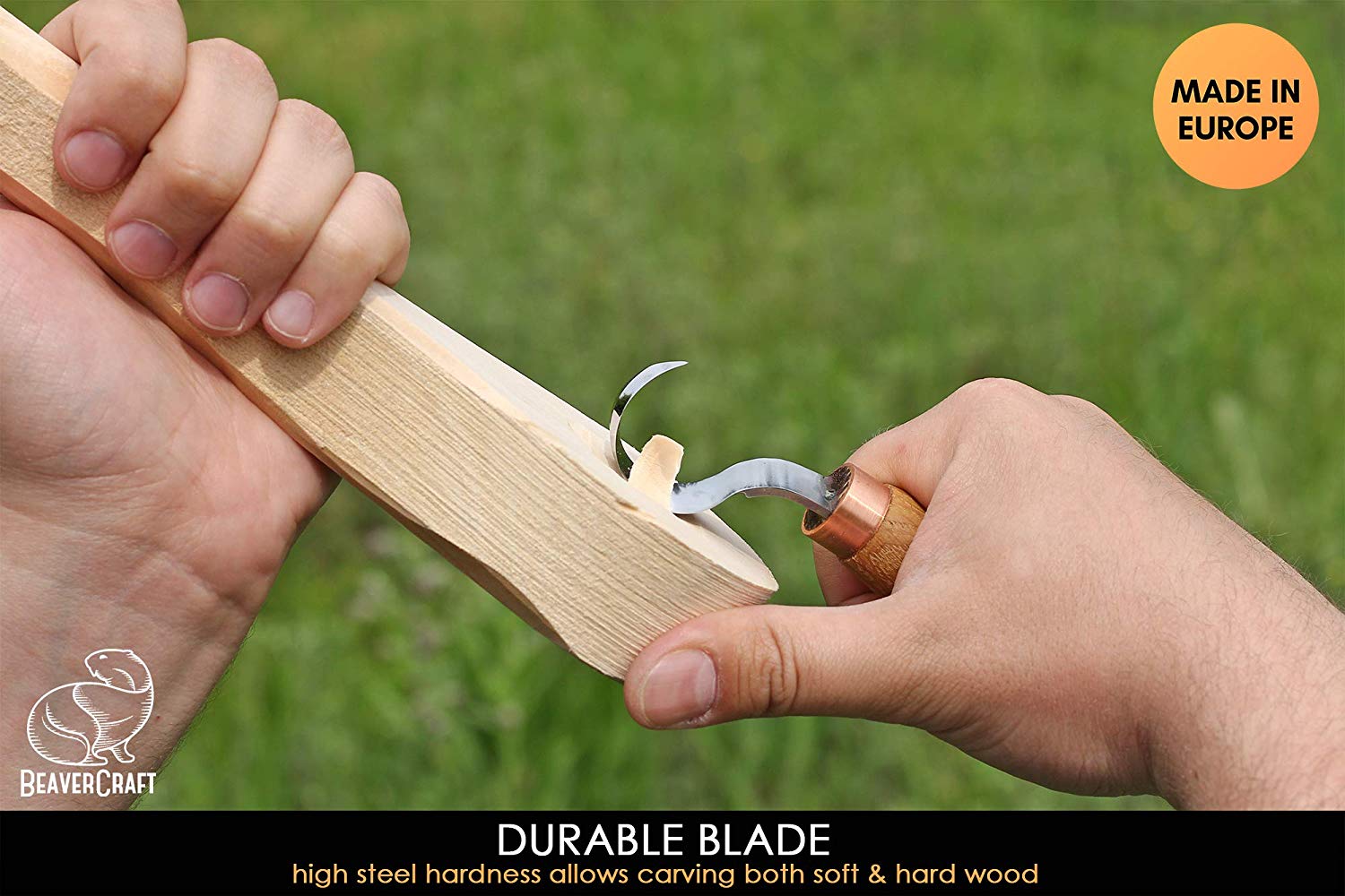 BeaverCraft Wood Carving Hook Knife with Leather Sheath for Carving Spoons Kuksa Bowls and Cups Spoon - ชุดมีกแกะสลักขุดไม้ทำช้อนหรือถ้วยไม้ มาพร้อมซองหนังสำหรับป้องกันคมมีด(Made in Ukraine)