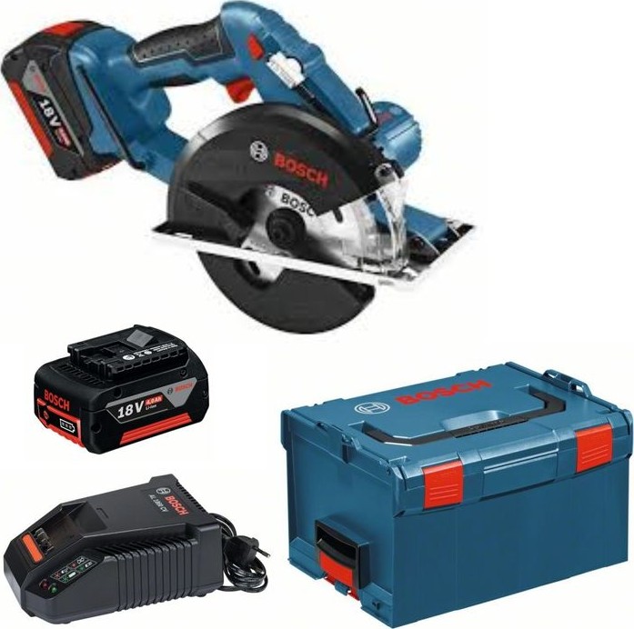 BOSCH GKM 18V-LI Cordless Metal Cutter Circular Saw with 2x 4.0Ah batteries and Charger- เลื่อยวงเดือนไร้สายตัดเหล็ก 5นิ้ว 18V (เบตเตอรี่ 4.0Ah x 2 ก้อน และแท่นชาร์จ)- 06016A4000