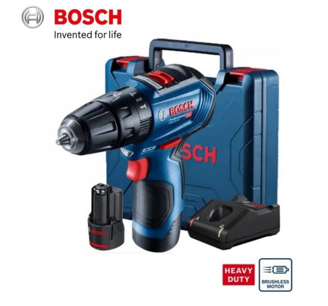 BOSCH GSB 12V-30 Drill and Impact Driver - สว่านกระแทกไร้สาย Li-Ion 12V (แบต 2.0Ah x2 ก้อน ชุดชาร์จเร็ว) - 06019G91K0