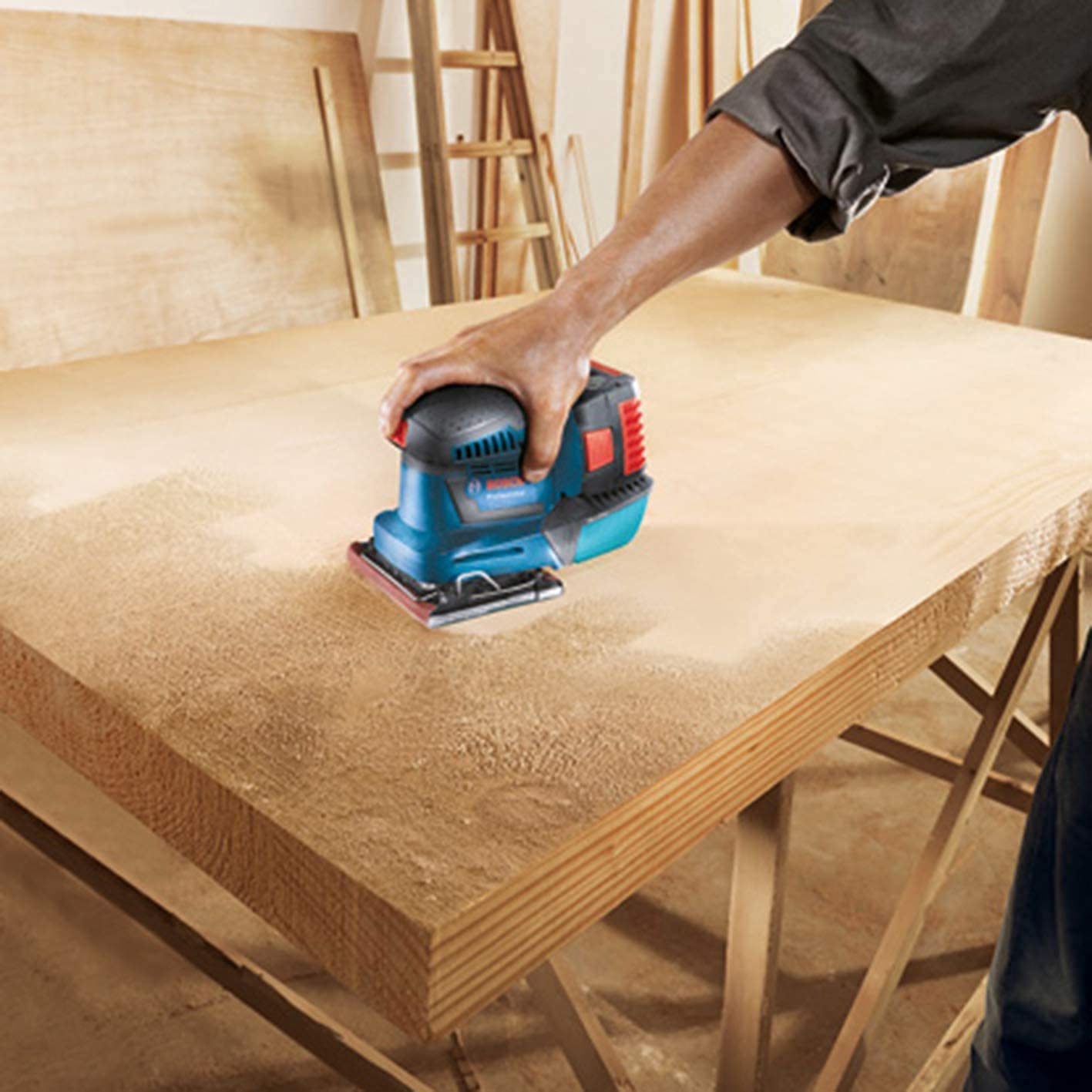 BOSCH GSS 18V-LI Cordless Palm Orbital Sander (Tool only, without battery, without charger) - เครื่องขัดกระดาษทรายไร้สายแบบสั่นสะเทือน BOSCH รุ่น GSS 18V-LI (ไม่มีแบตเตอรี่ ไม่มีแท่นชาร์จ)- 06019D02L0