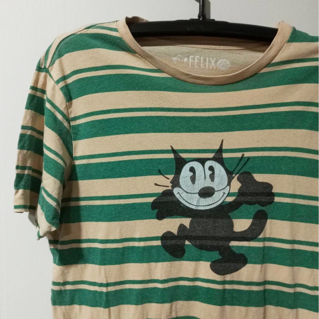 เสื้อยืดลายทางวินเทจ การ์ตูน เฟลิกซ์เดอะแคท Felix the Cat มือสอง