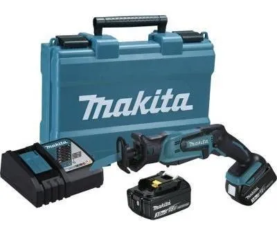 MAKITA DJR183RFE 18 V Cordless Reciprocating Saw with 2x 3.0Ah Batteries and charger - เลื่อยชักไร้สาย มากีต้า รุ่น DJR183RFE พร้อมแบตเตอรี่ 3.0Ah x2 ก้อน และแท่นชาร์จ)