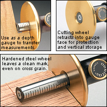 VERITAS Metric Graduated Wheel Marking Gauge (Micro-Adjust)- ขอขีดไม้ใบมีดล้อกลมแบบมีสเกลบอกเป็น มม.ที่แกน